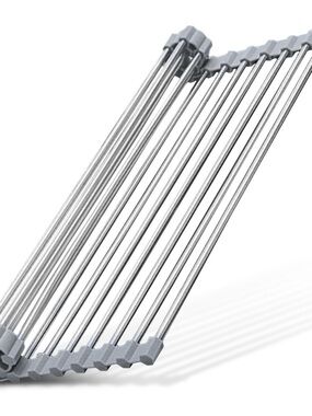 20-1/2" L x 13”W Kraus Over Sink Silicone and Stainless Steel Roll-Up Rock